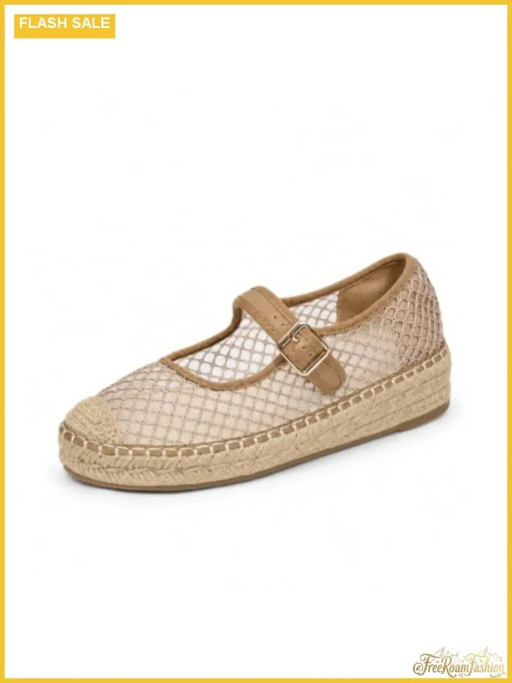 Mary Jane Espadrilles Round Toe Platform Flats with Buckle